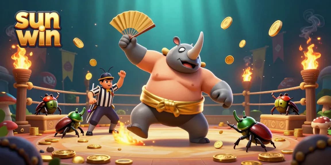 Experience sun win excitement with a dynamic scene of a gaming arena featuring vibrant characters and action.