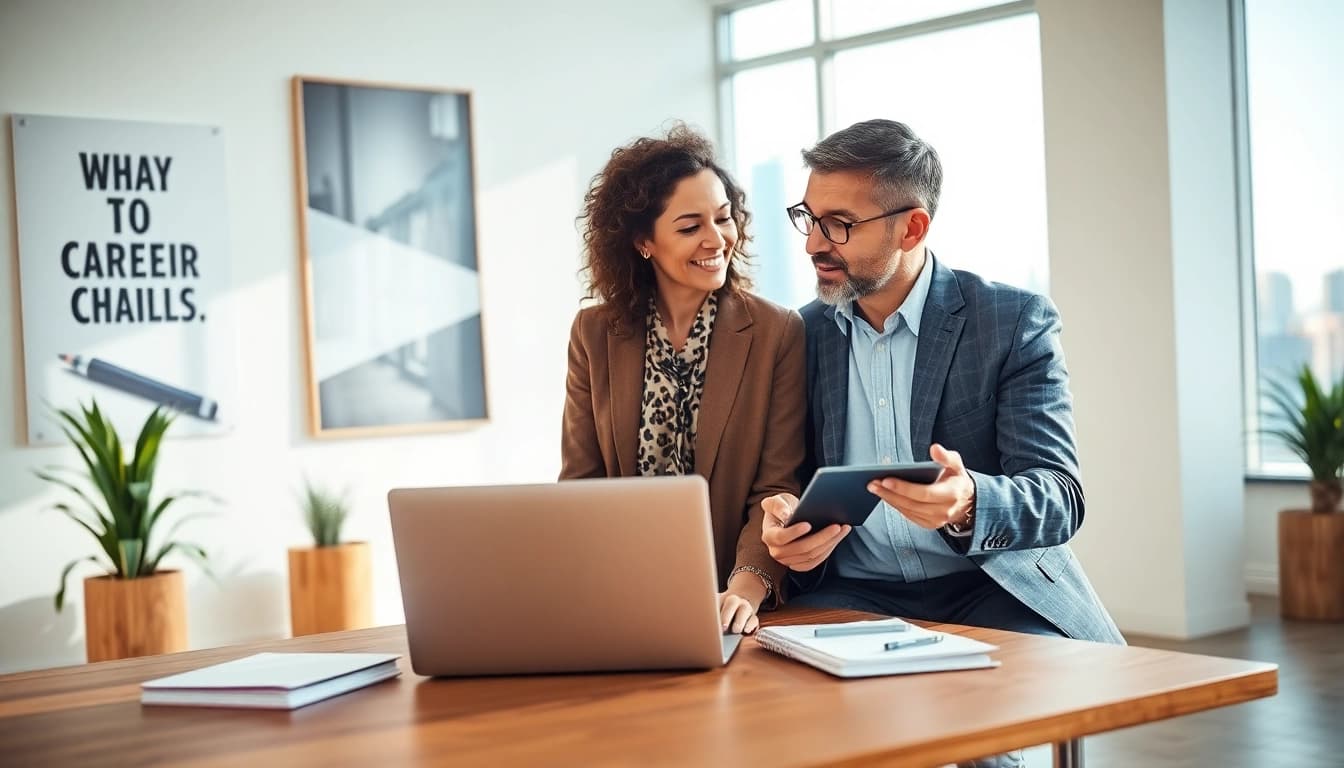 Enhance your journey with Career coaching in a professional office setting, emphasizing support and guidance.