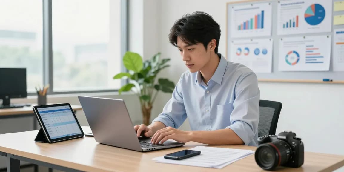 Managing technicians and jobs through software in a modern office with scheduling tools and notifications.