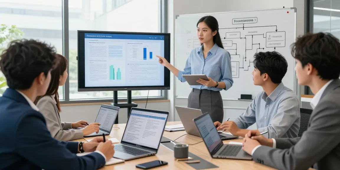 Collaborative team analyzing document fraud detection strategies in a modern office setting.