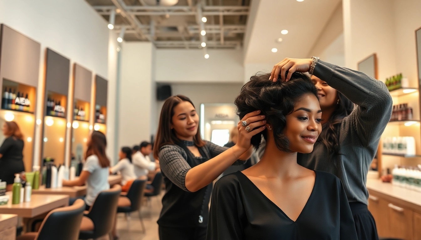 Perm service at Omnia Salon in San Diego, showcasing hair styling expertise.