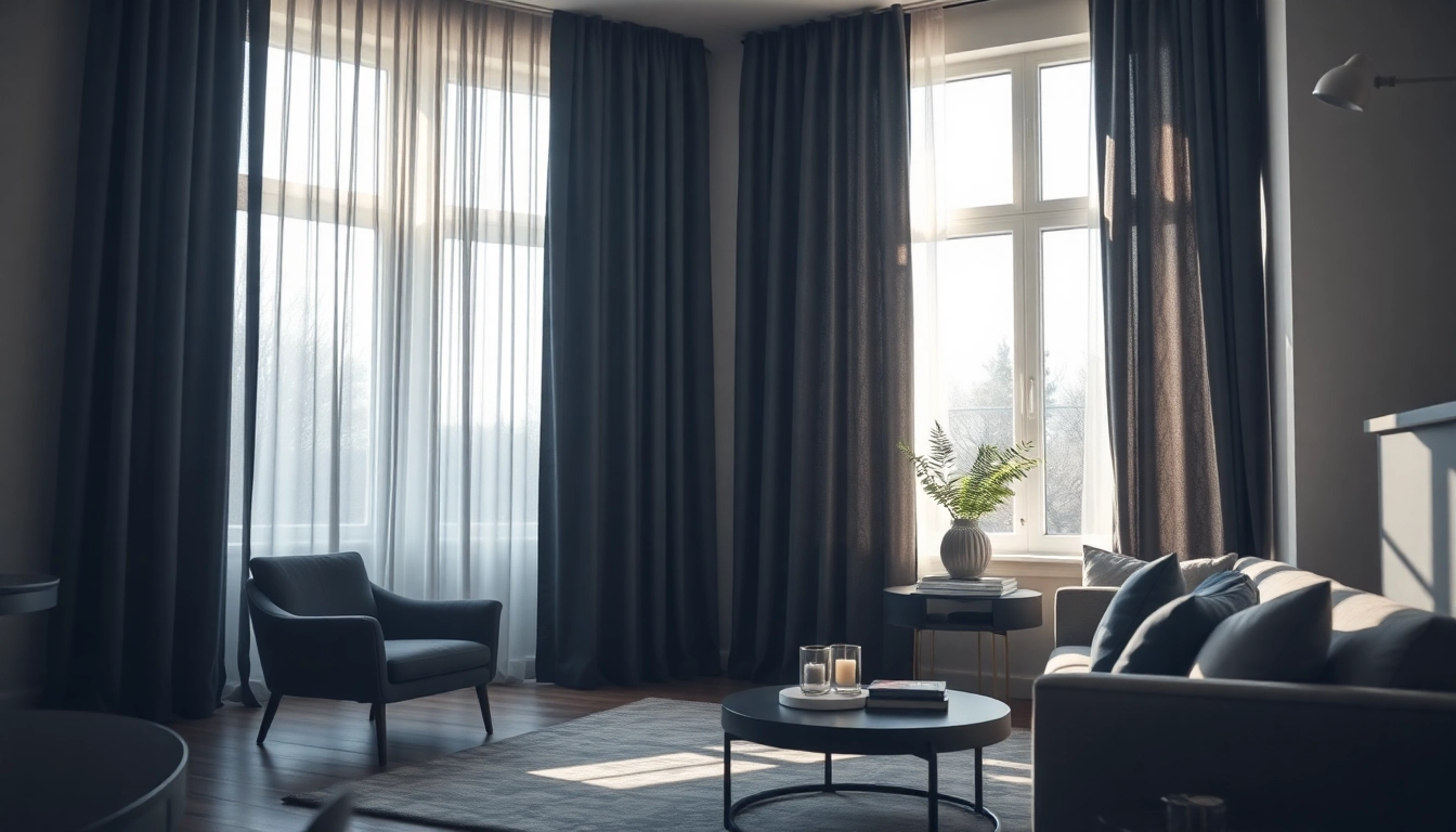 Verduisterende gordijnstof als elegant decor in een moderne woonkamer