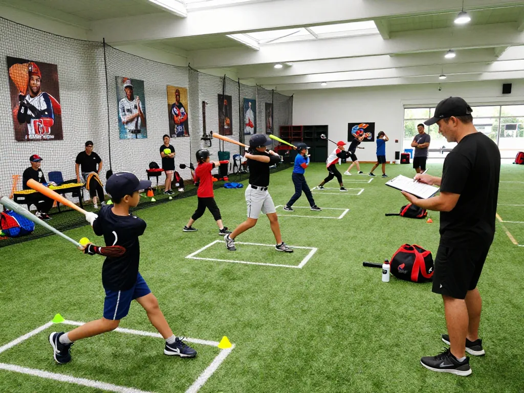 hitclub youth baseball training with athletes in action and coach