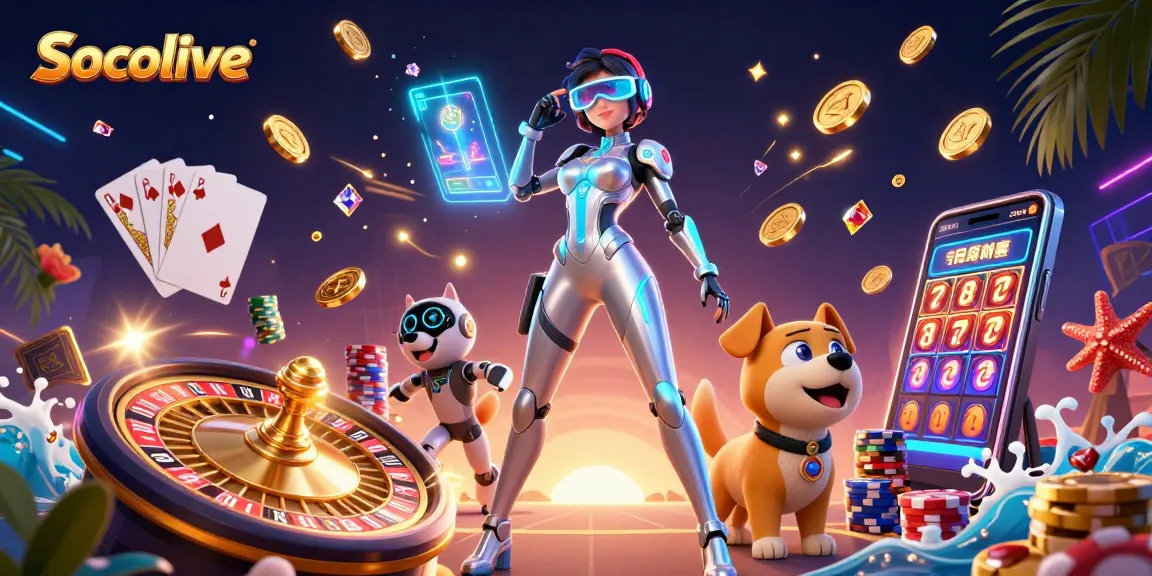 Socolive showcases live gambling with stunning graphics of games, coins, and dynamic elements.
