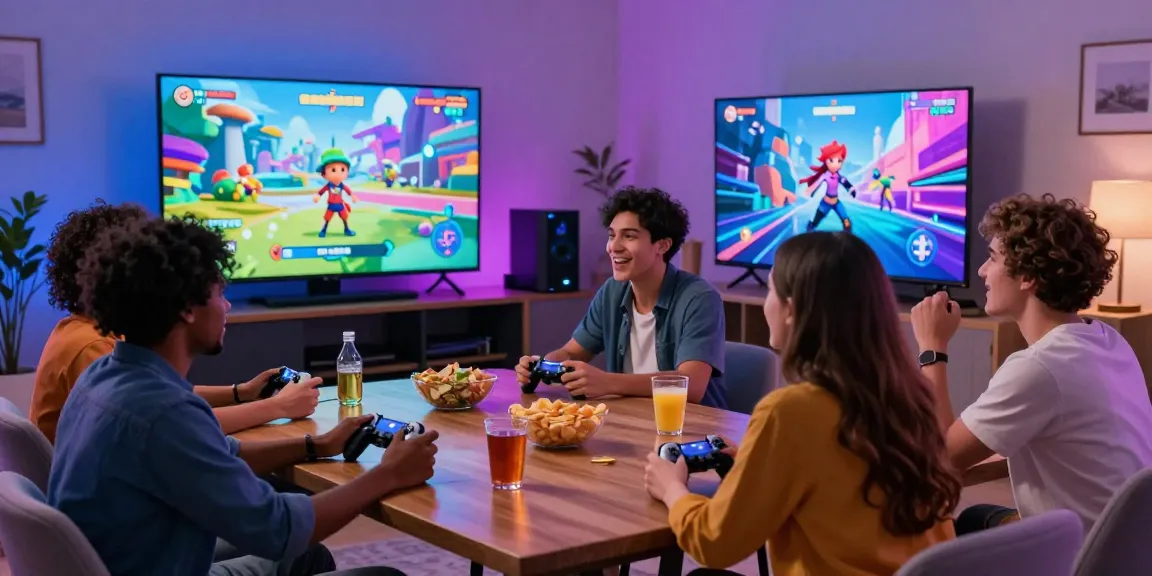Group enjoying an adult game together in a lively gaming setup