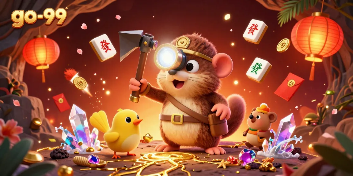 Experience excitement with go-99 in a vibrant casino scene featuring a treasure hunter and gaming elements.