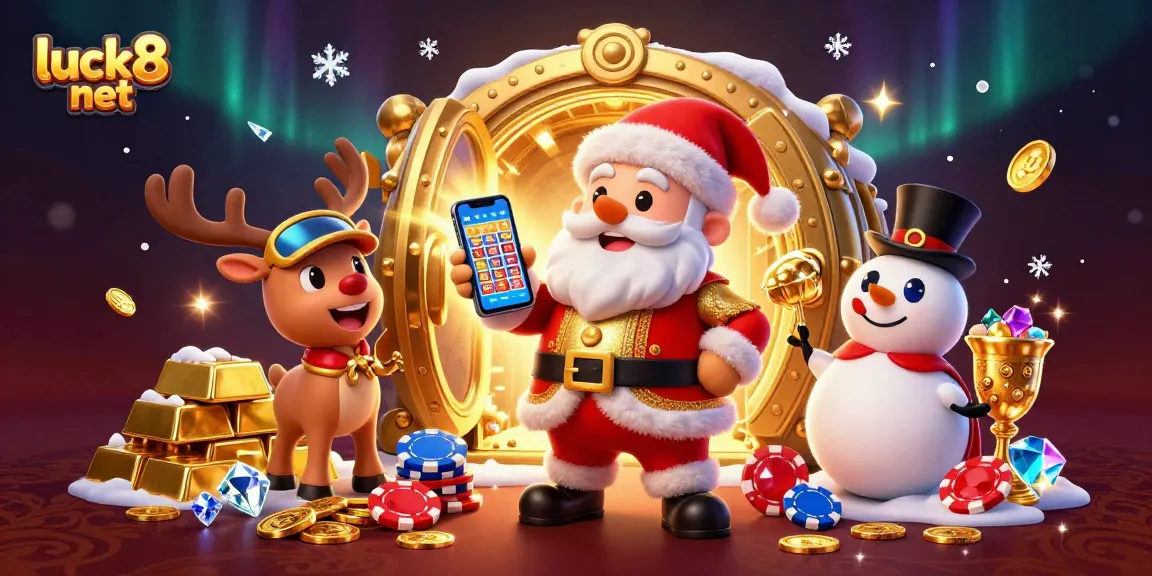 Spin to win jackpots at luck8 net with festive characters and treasure elements!