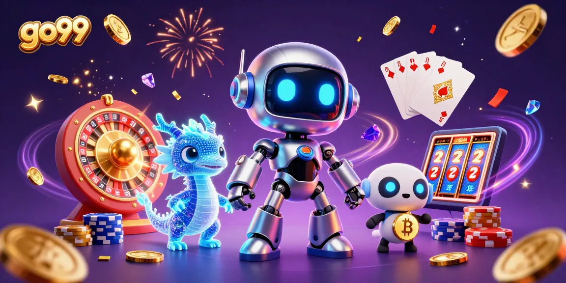 Engage with go99 and win big in a vibrant casino world featuring a robot and dragon.