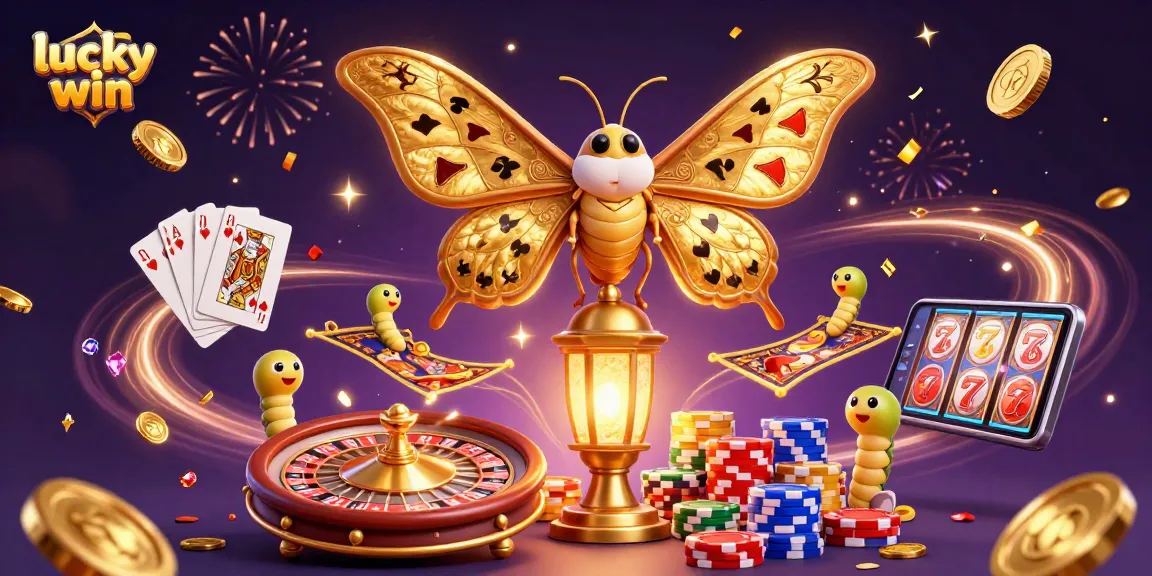 Join the lucky win with vibrant casino scenes featuring golden coins and exciting slot machines.