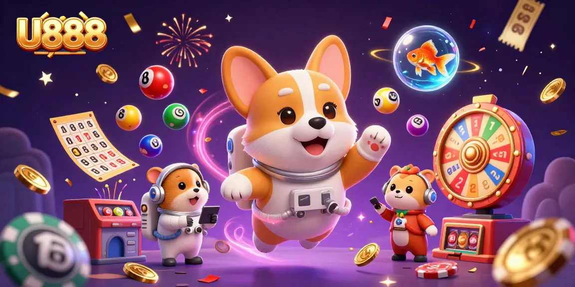 U888's cartoon characters engage in exciting casino activities with vibrant visuals and dynamic gambling elements.