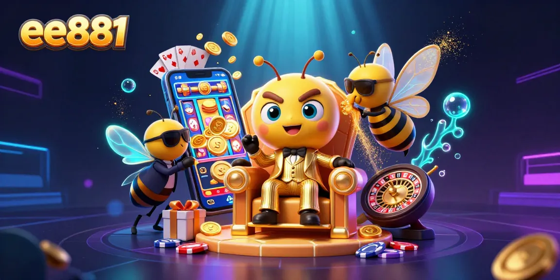 Engage in thrilling casino action with the vibrant, exciting scene featuring ee881's bumblebee mob boss, showcasing slot games and poker!