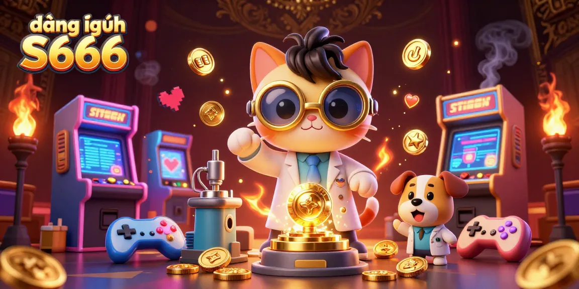 Engage in thrilling gaming action with đăng nhập S666, featuring exciting casino elements and characters in a vibrant 3D illustration.